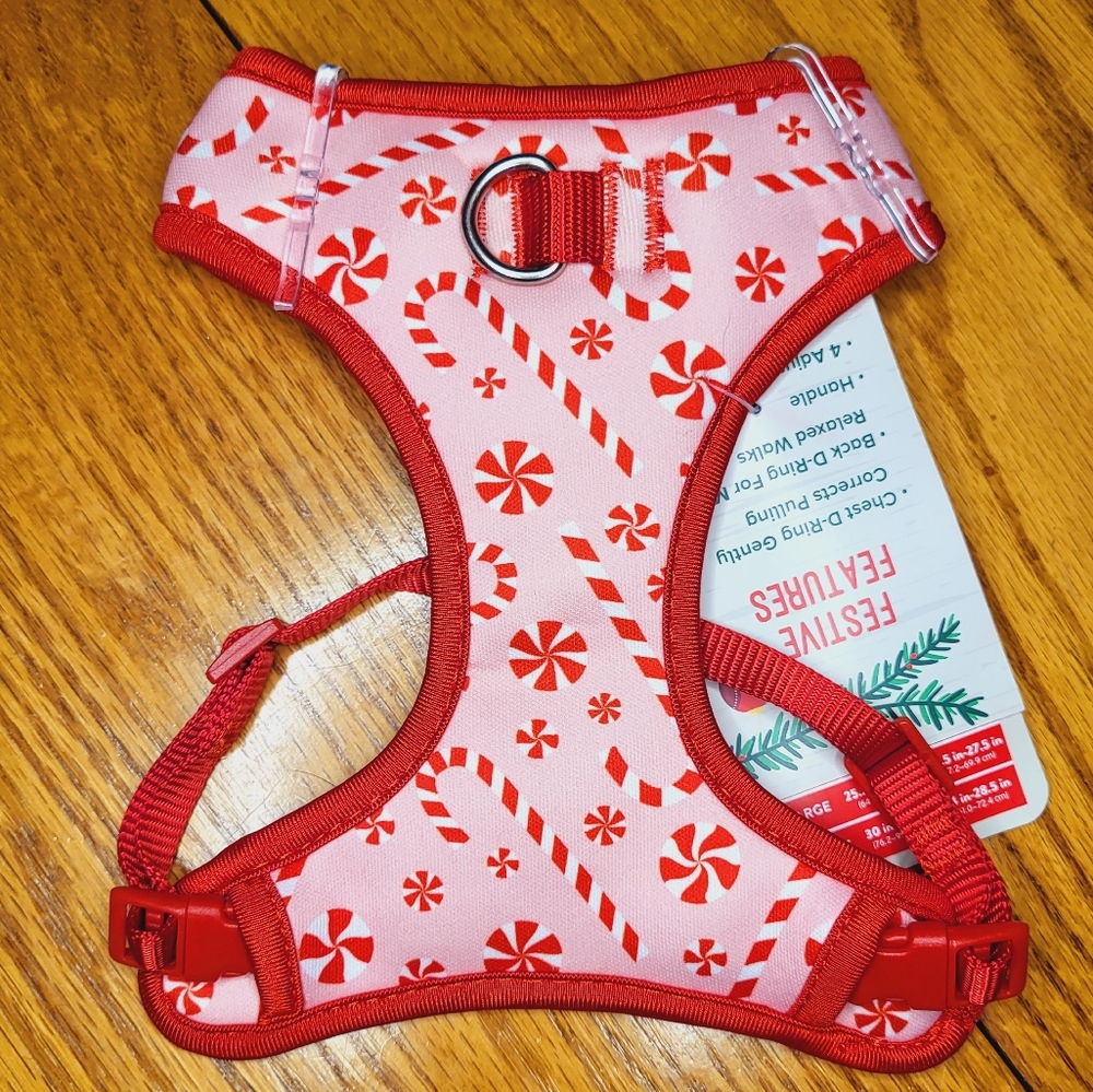 🐾 NEW Merry & Bright Candycane Harness XS
